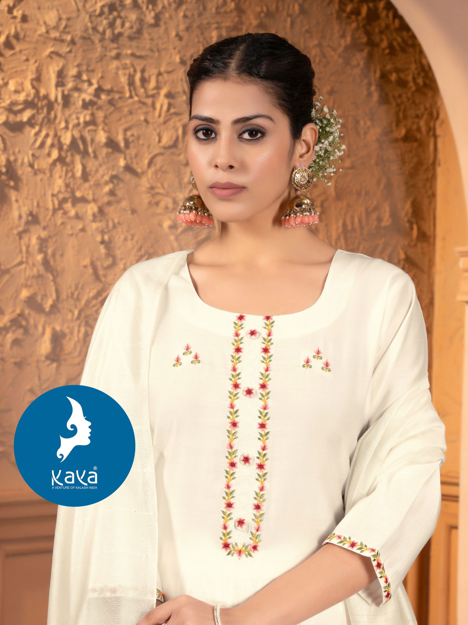Masoom By Kaya Roman Silk Straight Cut Kurti With Bottom Dupatta Wholesale Online